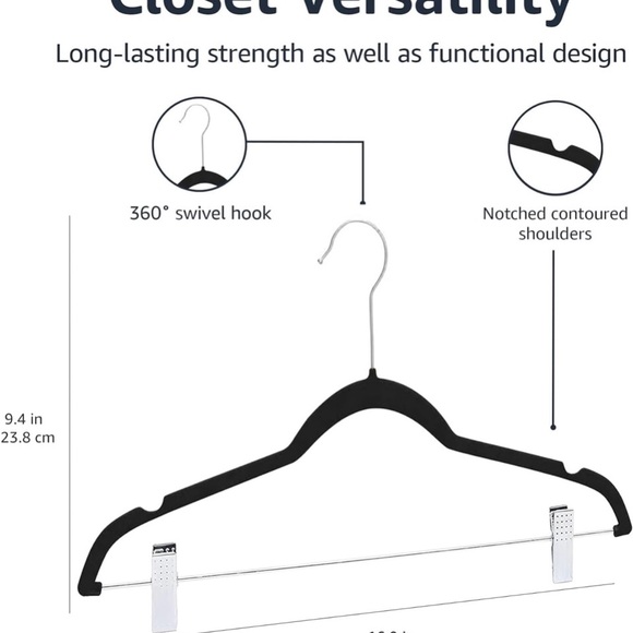 Black Velvet Skirt/Pants Hangers (10 Pack) - Picture 3 of 6